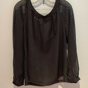 Velvet by Graham & Spencer Simple sheer tiny polka dot blouse, size L